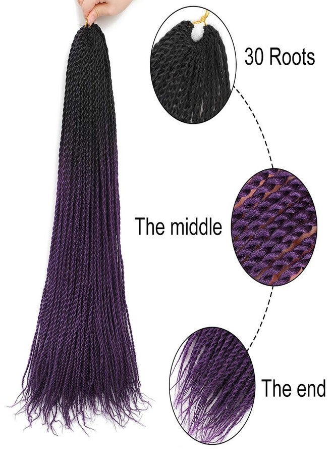 إكس كوكو مجموعة من 6 وصلات شعر كروشيه سنغالي مموجة، ضفائر بوكس بنفسجية متدرجة، وصلات شعر صناعية، 30 جذر/العبوة، وصلات شعر كروشيه هافانا صغيرة، 24 بوصة (1B/بنفسجي، 600 غرام/العبوة). - Image 3
