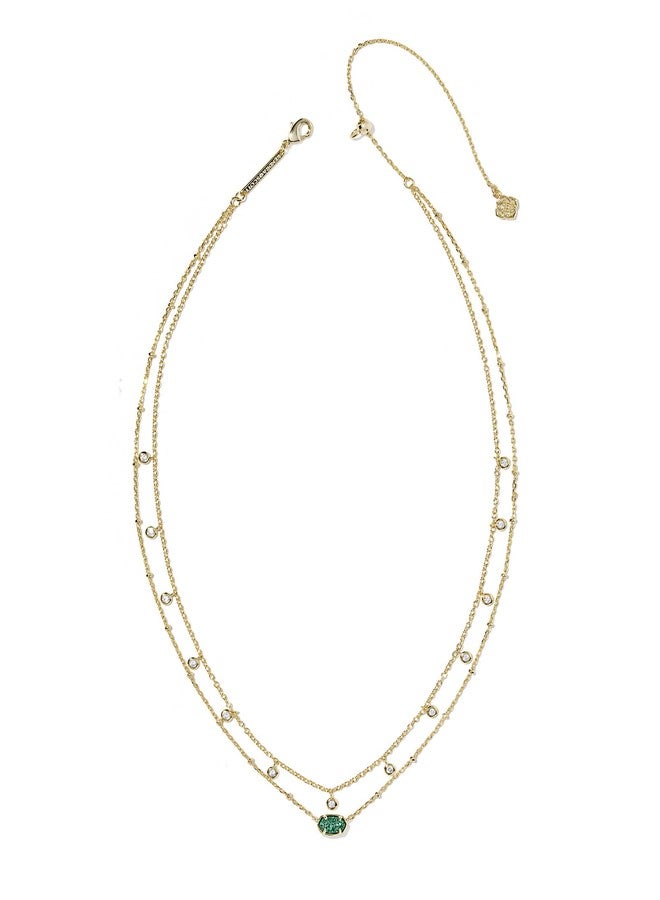 كيندرا سكوت قلادة كيندرا سكوت إيميلي كريستال متعددة الخيوط من حجر الزمرد دروزي، مطلية بالذهب عيار 14 قيراطًا، مجوهرات عصرية للنساء - Image 2