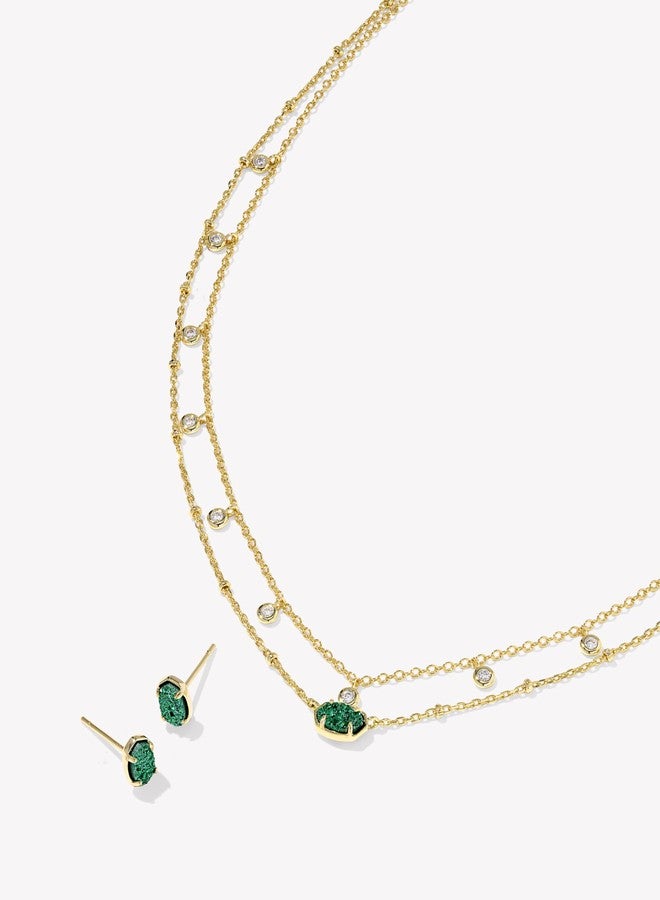 كيندرا سكوت قلادة كيندرا سكوت إيميلي كريستال متعددة الخيوط من حجر الزمرد دروزي، مطلية بالذهب عيار 14 قيراطًا، مجوهرات عصرية للنساء - Image 3