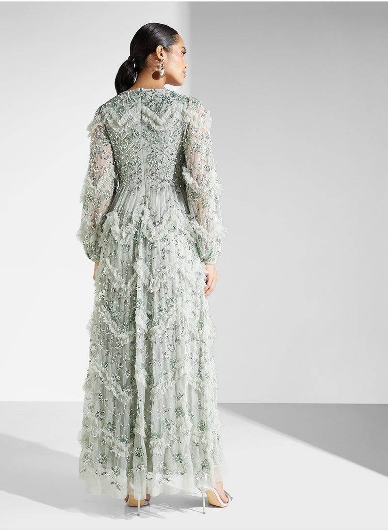 Maya Embellished Blouson Sleeve Maxi Dress  - Image 2