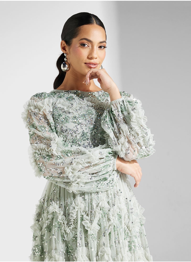 Maya Embellished Blouson Sleeve Maxi Dress  - Image 3