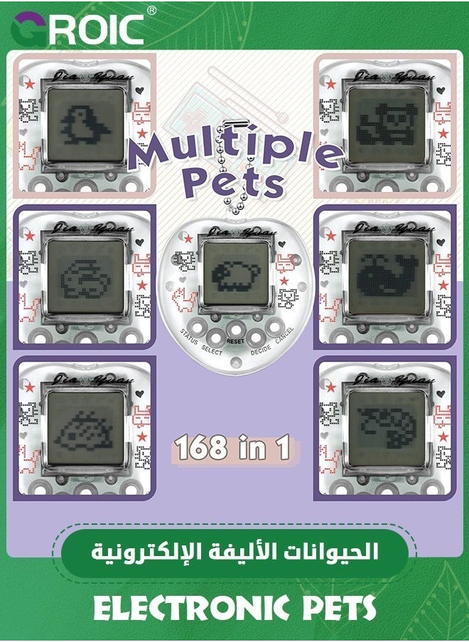 GROIC - 5 Pieces Virtual Pets Keychain Digital Nostalgic Electronic Pets Keychain,Pet Key Chain 90s Handheld Games Electronic Pets Game Keyring, Virtual Electronic Digital Pets Keychain,Handheld Game Machine - Image 1