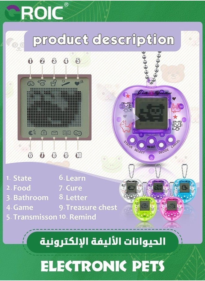 GROIC - 5 Pieces Virtual Pets Keychain Digital Nostalgic Electronic Pets Keychain,Pet Key Chain 90s Handheld Games Electronic Pets Game Keyring, Virtual Electronic Digital Pets Keychain,Handheld Game Machine - Image 1