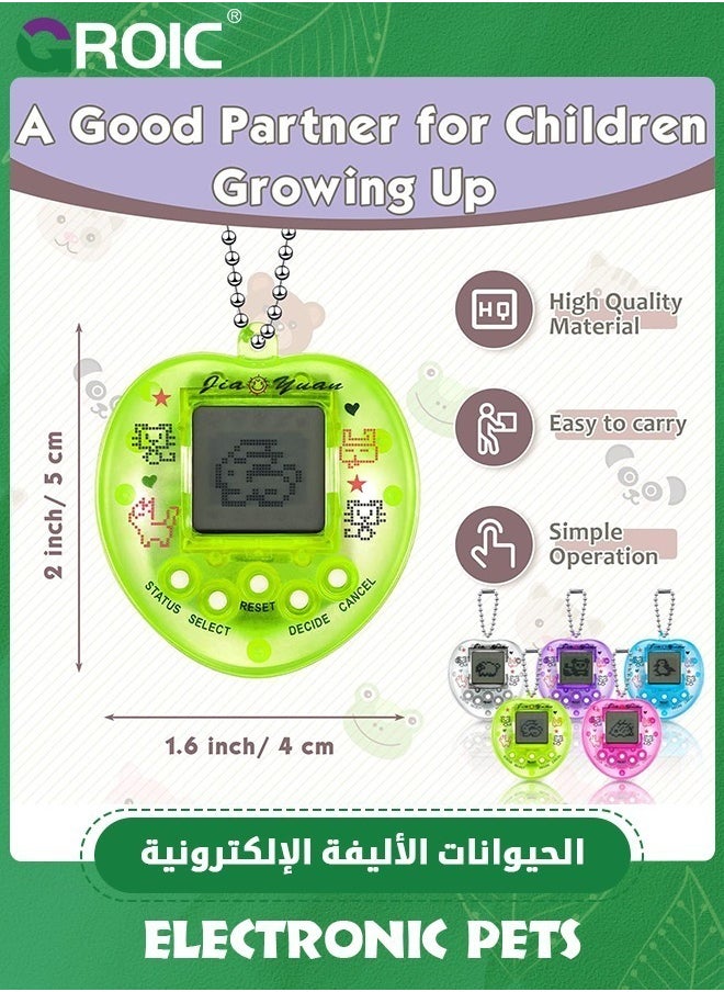 GROIC - 5 Pieces Virtual Pets Keychain Digital Nostalgic Electronic Pets Keychain,Pet Key Chain 90s Handheld Games Electronic Pets Game Keyring, Virtual Electronic Digital Pets Keychain,Handheld Game Machine - Image 1