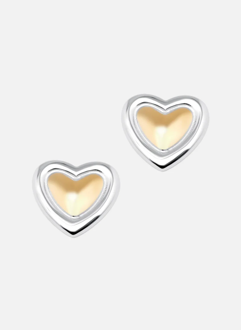 Lichi Two metal heart earrings