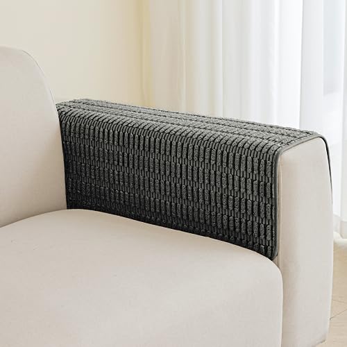 Muamar Couch Arm Covers Chair Arm Covers, Non Slip Sofa Arm Covers, Armrest Covers for Sofa, Furniture Covers Couch Protector Set of 2pcs (26x26inch, Dark Grey) - Image 1