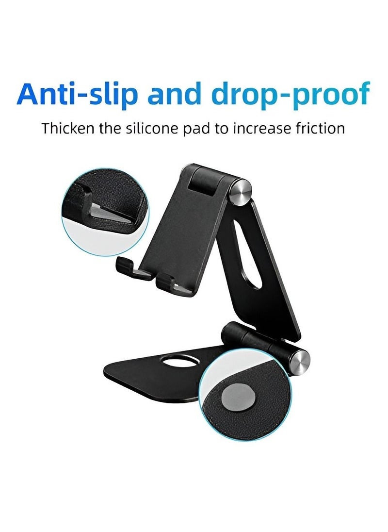 DUSALA Adjustable Aluminum Desktop Stand for Mobile Phone, Tablet, Monitor, iPad, iPhone, Nintendo Switch | Foldable Portable Holder with Angle & Height Adjustment | Ergonomic Desk Riser for Smartphones & Tablets | Sturdy Anti-Slip Base for Daily Use - Image 4