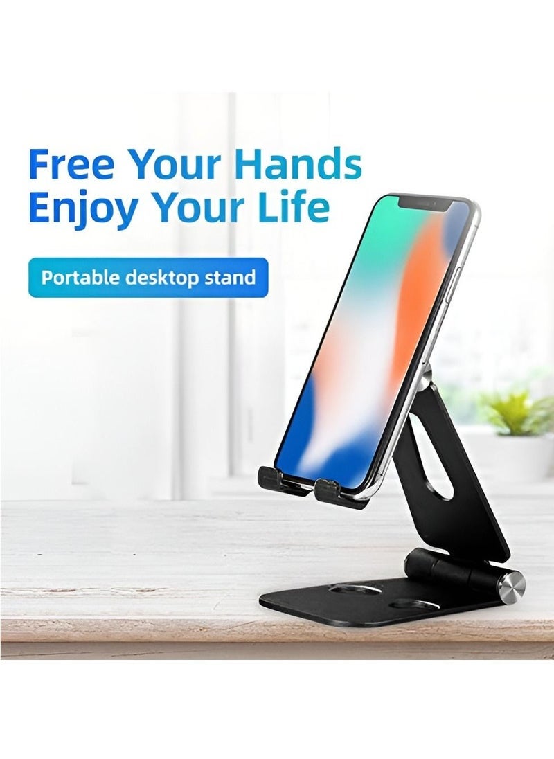 DUSALA Adjustable Aluminum Desktop Stand for Mobile Phone, Tablet, Monitor, iPad, iPhone, Nintendo Switch | Foldable Portable Holder with Angle & Height Adjustment | Ergonomic Desk Riser for Smartphones & Tablets | Sturdy Anti-Slip Base for Daily Use - Image 2