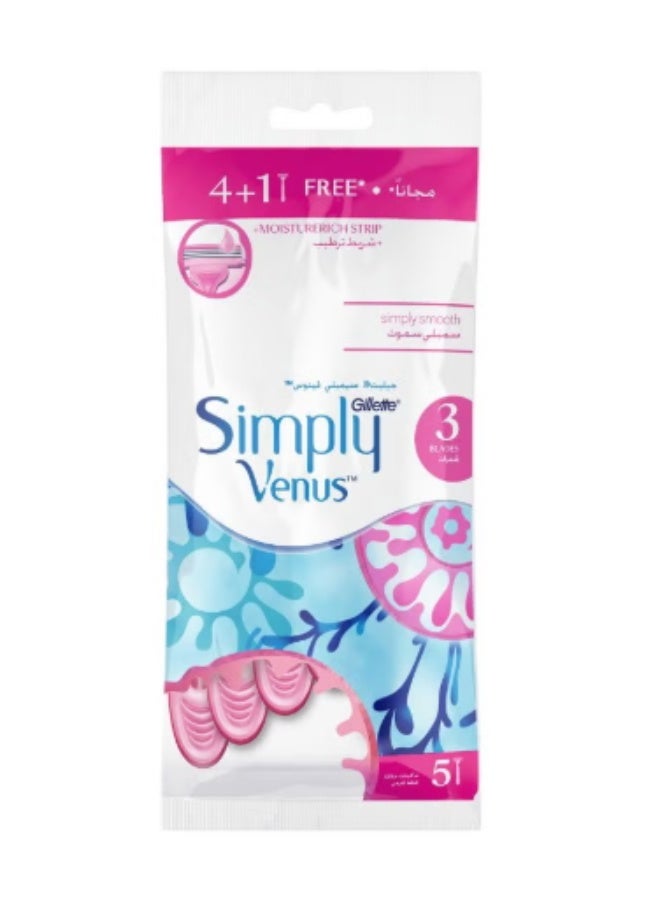 ماكينة حلاقة سيمبلي فينوس للاستخدام لمرة واحدة 5حبه داخل العبوه - Image 1