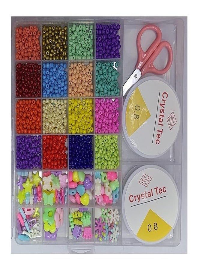 Prabhas Designs - Round Colorful Bracelet Making Kit for DIY | Colorful Craft Beads String | Bead Jewellery Making Beads for Necklace, Bracelet, and Anklet Craft Making - (100 Grams) - Image 1