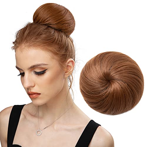 SARLA Synthetic Drawstring Hair Buns Extensions Light Auburn Fake Hair Bun Hair Piece for Women Lady Donut Chignon - Image 2