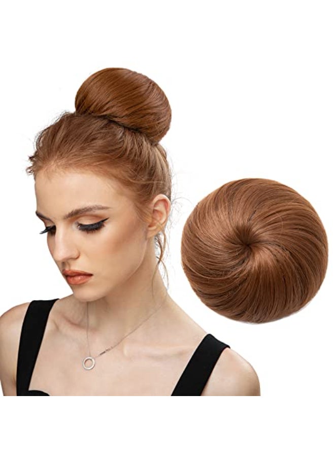 SARLA Synthetic Drawstring Hair Buns Extensions Light Auburn Fake Hair Bun Hair Piece for Women Lady Donut Chignon - Image 1