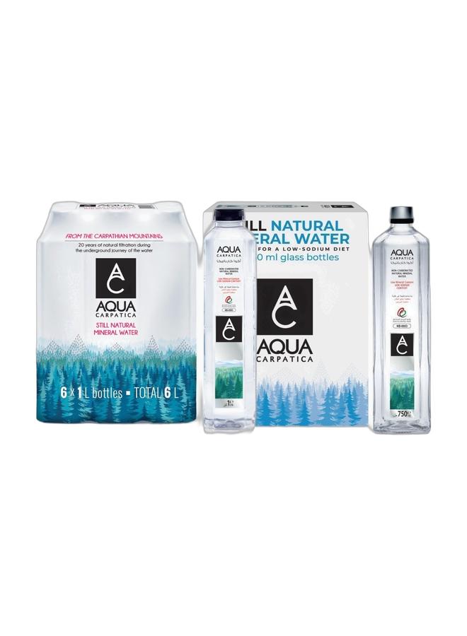 Aqua Carpatica Hydration Duo Pack – Premium Natural Mineral Water (1L x 6 + 750ml x 6) | Low Sodium | Naturally Alkaline | Imported Premium Water Bundle