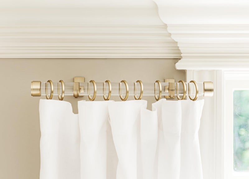 BlastHomeÂ® Luxury 17" Custom Clear Acrylic Side Mount Curtain Rods â€“ 1 1/4" Large Diameter â€“ Premium Brackets & Endcaps â€“ Signature Collection, Set of Two â€“ Brushed Gold Finish - Image 5