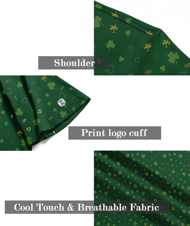 ZITY Mens Golf Shirt Short Sleeve Moisture Wicking Performance Daily Casual Print Patterns Collared Golf Polo Shirts for Men Bright Green Large - Image 5