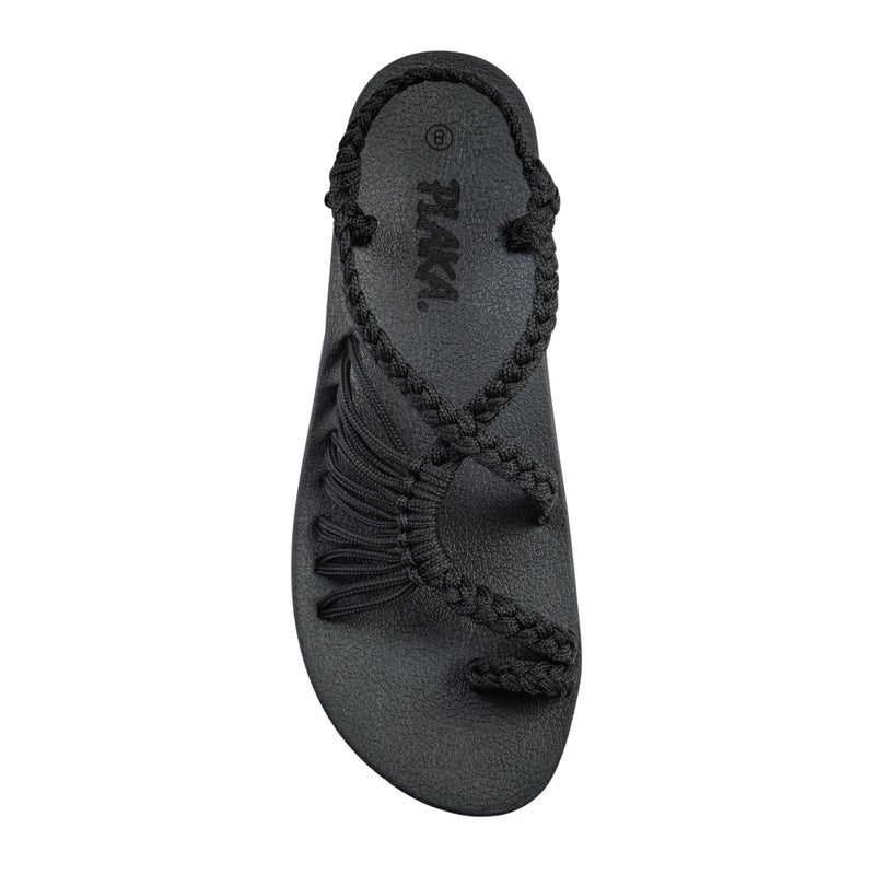 Plaka Atlantis Summer Walking Sandals for Women â€“ Comfortable Strappy Sandals with Arch Support for Beach Walks and Casual Outings | Black, Size 9 - Image 1