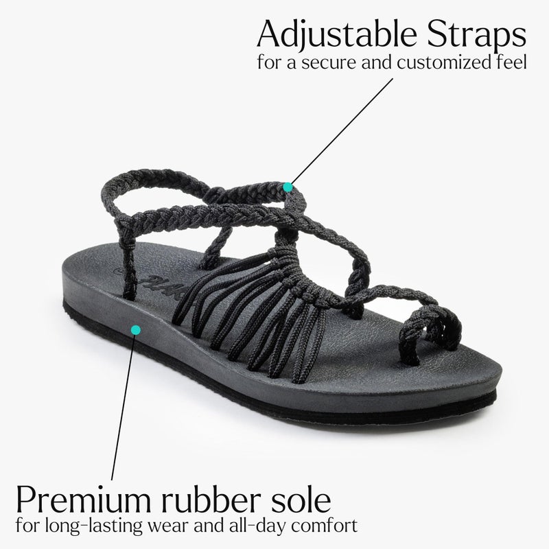 Plaka Atlantis Summer Walking Sandals for Women â€“ Comfortable Strappy Sandals with Arch Support for Beach Walks and Casual Outings | Black, Size 9 - Image 4