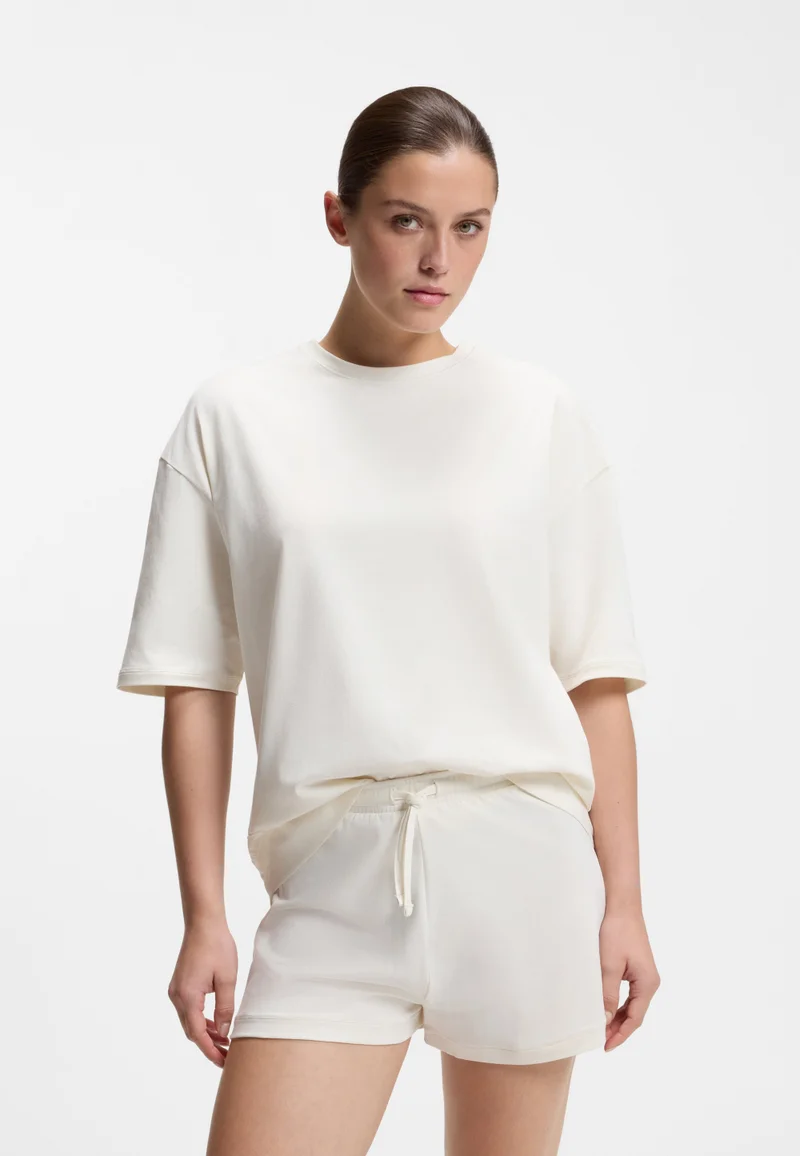 هوجو Stretch-cotton pyjamas with mesh logo inserts
