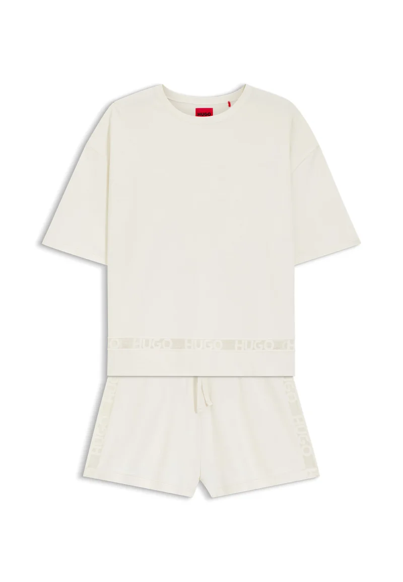 HUGO Natural Stretch-cotton pyjamas with mesh logo inserts for Women | Best Price UAE
