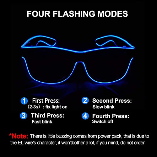 YouRfocus Wireless Led Light up Glasses 2 Pack Glow in The Dark Neon Rave Glasses for Rave Party, EDM, Halloween, Christmas (Blue + Pink) - Image 4