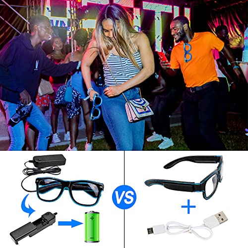 YouRfocus Wireless Led Light up Glasses 2 Pack Glow in The Dark Neon Rave Glasses for Rave Party, EDM, Halloween, Christmas (Blue + Pink) - Image 5