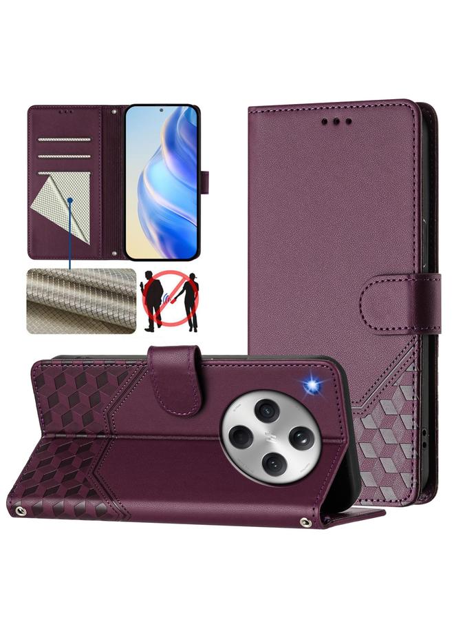 اس-توب جراب هاتف OPPO Find X8 من الجلد بنقش قرص العسل بتقنية RFID - Image 1