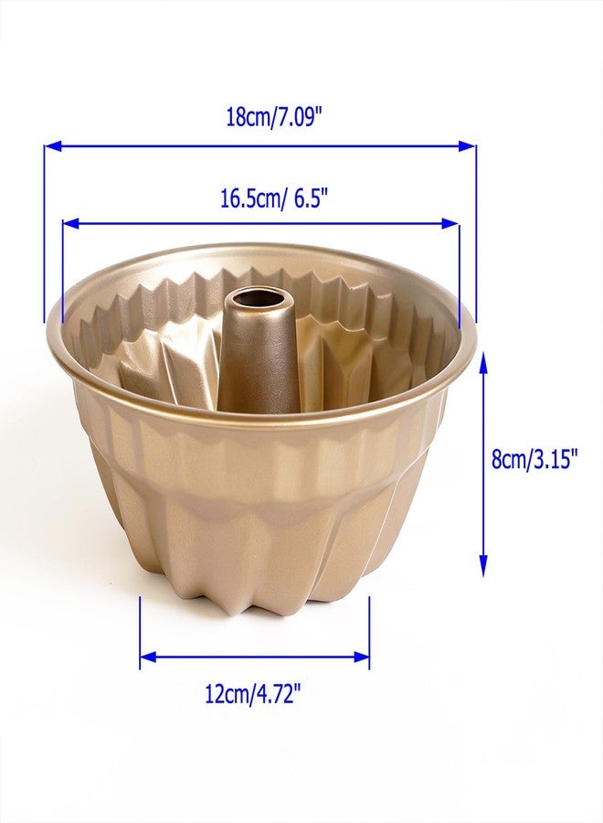 Proshopping 7 Inch Kugelhopf Baking Mold, Small Fluted Tube Cake Pans, Carbon Steel Round Gold Hollow Baking Cup, Bakeware for Homemade Pound Cakes, Jello, Gelatin, Bread - 2 Pieces - Image 2