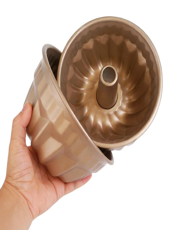 Proshopping 7 Inch Kugelhopf Baking Mold, Small Fluted Tube Cake Pans, Carbon Steel Round Gold Hollow Baking Cup, Bakeware for Homemade Pound Cakes, Jello, Gelatin, Bread - 2 Pieces - Image 5