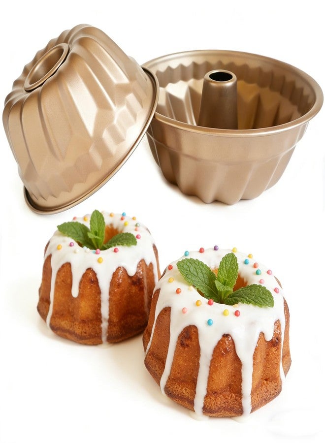 Proshopping 7 Inch Kugelhopf Baking Mold, Small Fluted Tube Cake Pans, Carbon Steel Round Gold Hollow Baking Cup, Bakeware for Homemade Pound Cakes, Jello, Gelatin, Bread - 2 Pieces - Image 3