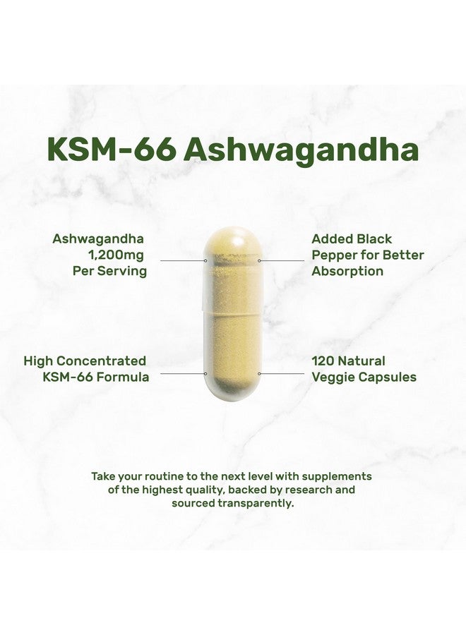 DEAL SUPPLEMENT KSM 66 Ashwagandha 1,200mg with Black Pepper, 120 Veggie Capsules - Extra Strength Root Extract - High Absorption - Adaptogenic Supplements for Relaxation, Energy, & Brain Health - Non-GMO - Image 3