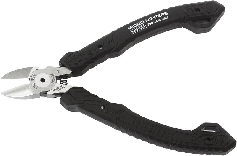 Engineer كماشة قطع جانبية دقيقة 4.75 بوصة، أدوات قطع احترافية، مقبض آمن ضد الكهرباء الساكنة، فكوك من الصلب الكربوني المعالج. صنع في اليابان. NS-04 - Image 1