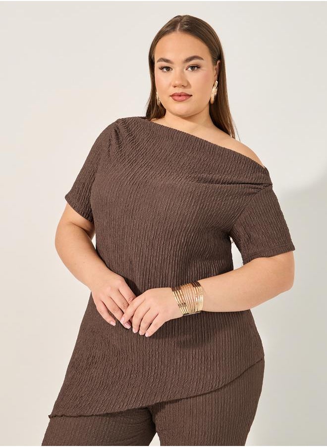 Styli - Off-Shoulder Oversized Solid Top - Image 1