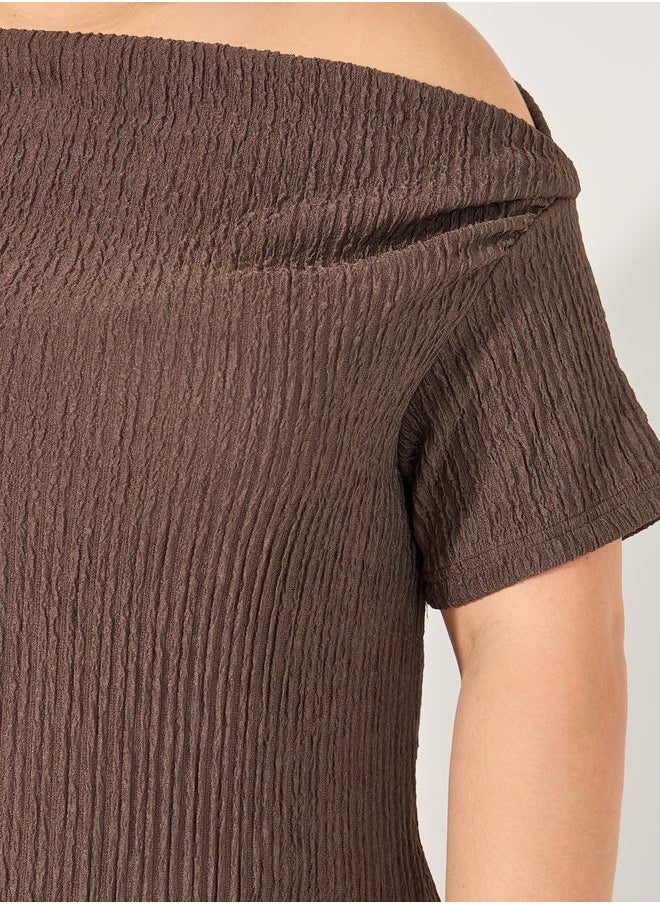 Styli - Off-Shoulder Oversized Solid Top - Image 1