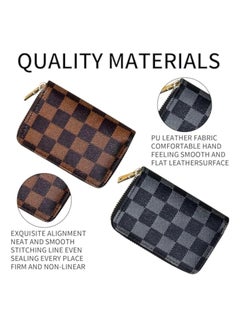 KASTWAVE 2 Piece Credit Card Holder, Tartan Leather Passcase Wallet for Cards & Notes, Keychain, Zipper Case Organ Style Portable Business Card Case Wallet for Womens and Mens  - Image 5