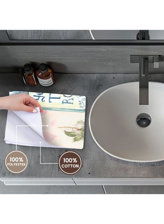 3DROSE 3D Rose Image of Blue Victorian Teahouse Sign with Roses Hand Towel, 15" x 22", Multicolor - Image 4