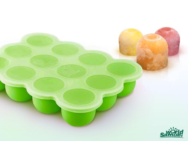 Samuelworld Baby Food Storage Container, 12 Portions x 2.5oz - BPA Free Silicone Freezer Tray with Clip-On Lid for Milk Storage, Homemade Baby Food, Vegetable & Fruit Purees - Green(For 6 Months+ - Image 5