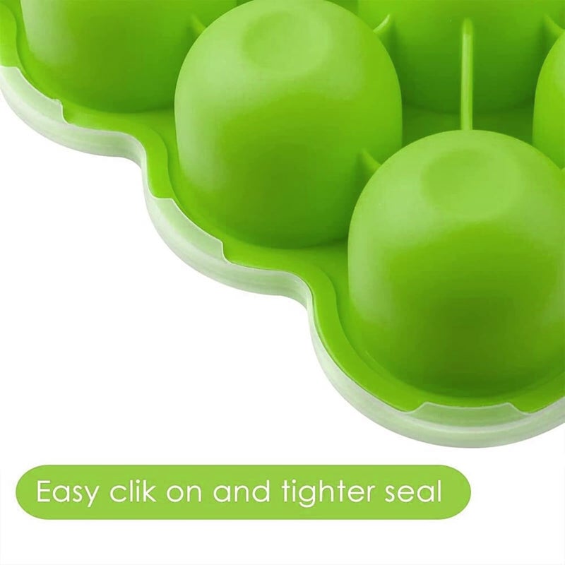 Samuelworld Baby Food Storage Container, 12 Portions x 2.5oz - BPA Free Silicone Freezer Tray with Clip-On Lid for Milk Storage, Homemade Baby Food, Vegetable & Fruit Purees - Green(For 6 Months+ - Image 2