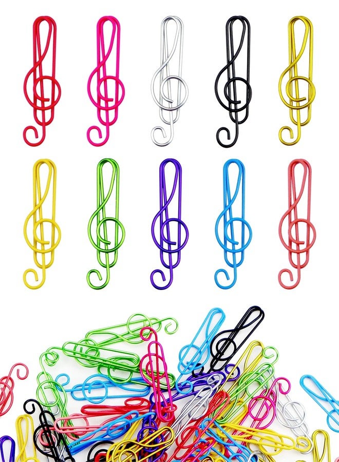 YETOOME 100 Pcs Music Paper Clips, Metal Musical Notes Shaped Bookmark Clips for Desk Bookmark Office School Notebook (10 Colors) - Image 1