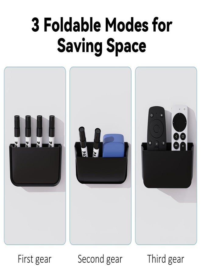 Vaszu Magnetic Foldable Pen Holder, Magnetic Dry Erase Marker Pencil Holder, Strong Magnet Remote Holder Storage Organizer for Office, Whiteboard, Locker, Home Refrigerator, Desk Accessories(Black) - Image 2
