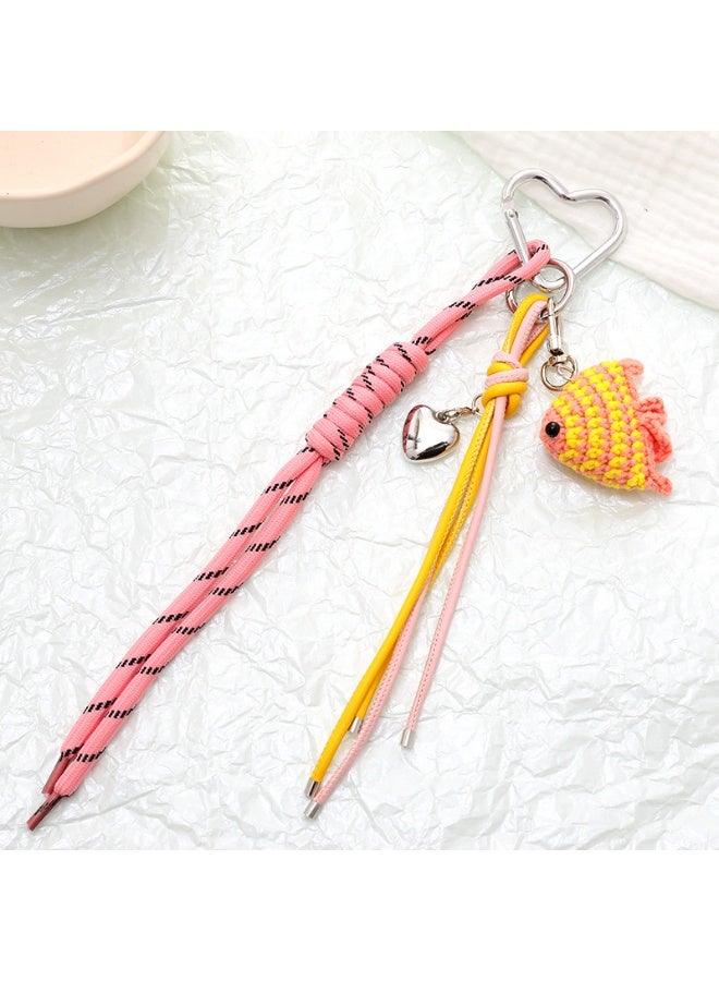 NIBEMINENT Phone Charm/ Chain Strap for Women Girls, Crochet Fish Cell Phone Case Lanyard Wrist Strap