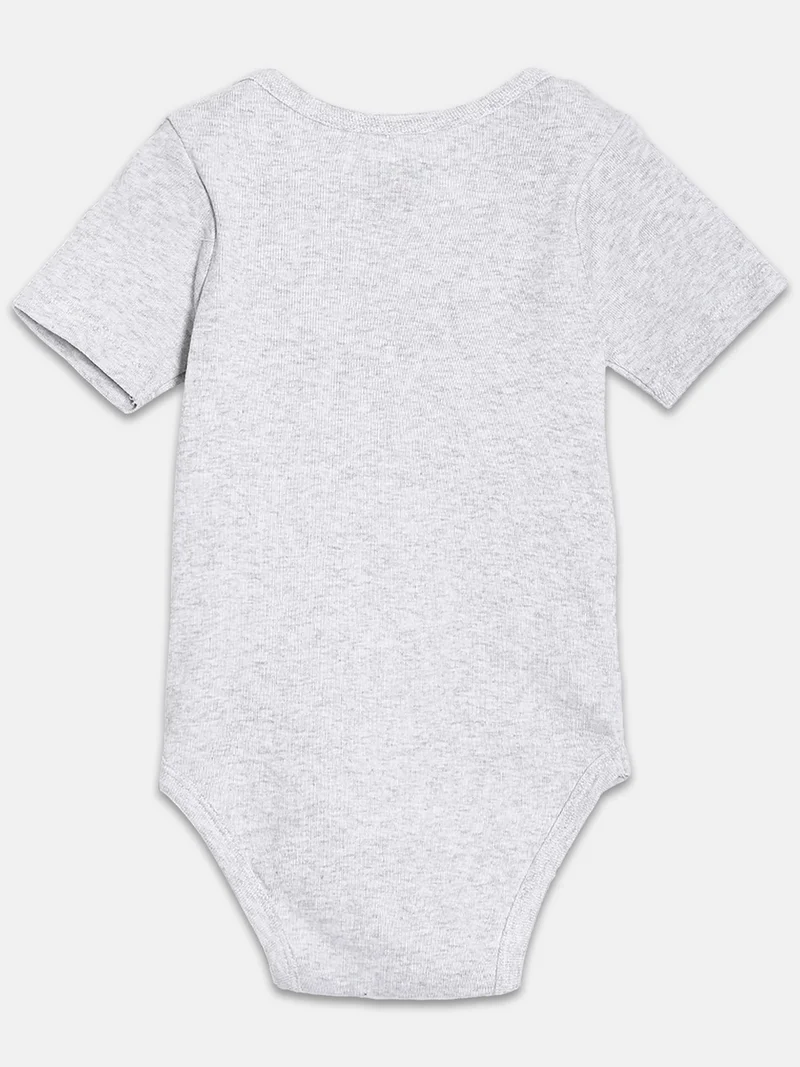 Broon Broon Infant Girls Grey and Baby Pink Printed Pure Organic Cotton Bodysuit Pack of 2