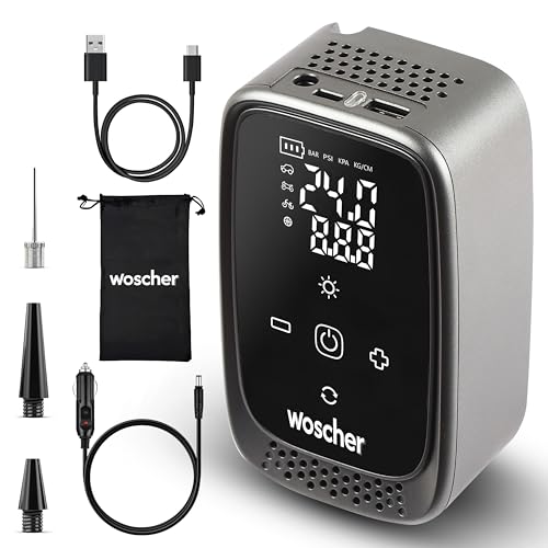Woscher Airsense 2-in-1 Tyre Inflator for Car and Bike – Wired + Wireless (4500mAh Battery or 12V DC), 150 PSI Car Tyre Inflator Pump | Air Pump for Car Tyre - Image 1