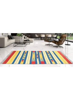 H2H H2H House2Home Natural Colors in Cotton Kilim Design Area Rug for Living Room, Center Table, Gift item (Large 100 X 150cm & 90x150cm, Small 3x5ft, 5 Colors Red Yellow Combination)  - Image 1