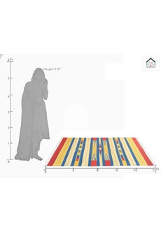 H2H H2H House2Home Natural Colors in Cotton Kilim Design Area Rug for Living Room, Center Table, Gift item (Large 100 X 150cm & 90x150cm, Small 3x5ft, 5 Colors Red Yellow Combination)  - Image 2