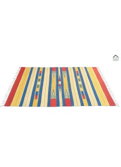 H2H H2H House2Home Natural Colors in Cotton Kilim Design Area Rug for Living Room, Center Table, Gift item (Large 100 X 150cm & 90x150cm, Small 3x5ft, 5 Colors Red Yellow Combination)  - Image 3
