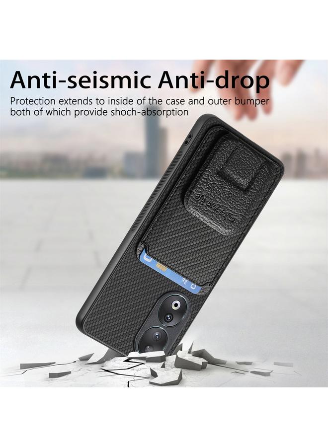 Green Tiger Case For Huawei Nova Y70/Y70+/Enjoy 50 Carbon Fiber Card Bag Fold Stand Phone Case - Image 3