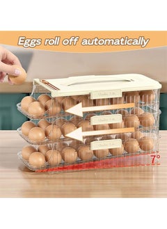 FLYROAD Egg Holder for Fridge, Egg Organizer for Refrigerator, Rolling Egg Holder for Fridge, 7° Slope Stackable Egg Container for Refrigerator with Lid (Double row/3 level,White)  - Image 3