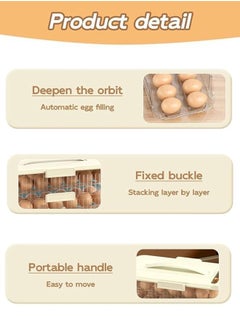 FLYROAD Egg Holder for Fridge, Egg Organizer for Refrigerator, Rolling Egg Holder for Fridge, 7° Slope Stackable Egg Container for Refrigerator with Lid (Double row/3 level,White)  - Image 5