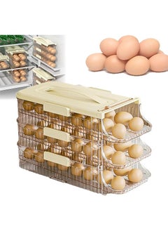 FLYROAD Egg Holder for Fridge, Egg Organizer for Refrigerator, Rolling Egg Holder for Fridge, 7° Slope Stackable Egg Container for Refrigerator with Lid (Double row/3 level,White)  - Image 1