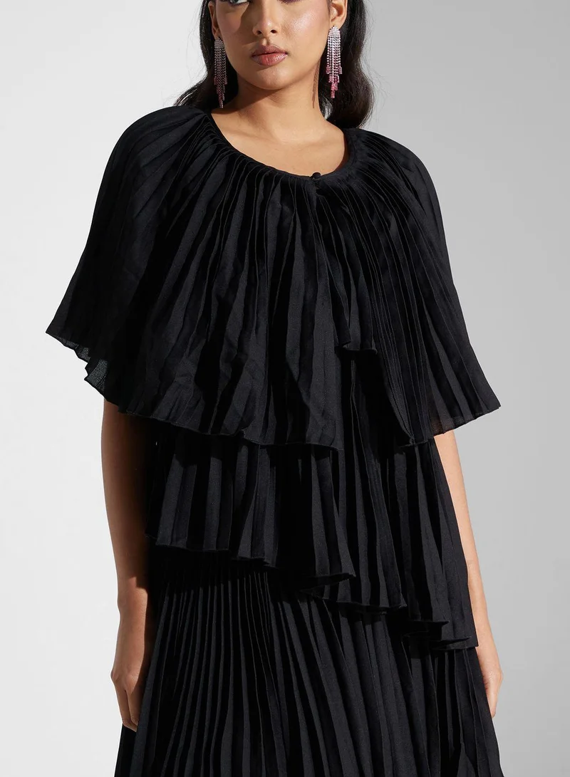 SINOIR Tiered Pleated Dress